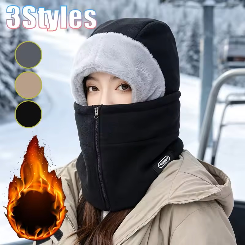 Neck Gaiter Fleece - Winter Unisex Winddichte Fahrrad-Halskappe mit Reißverschluss-Design,