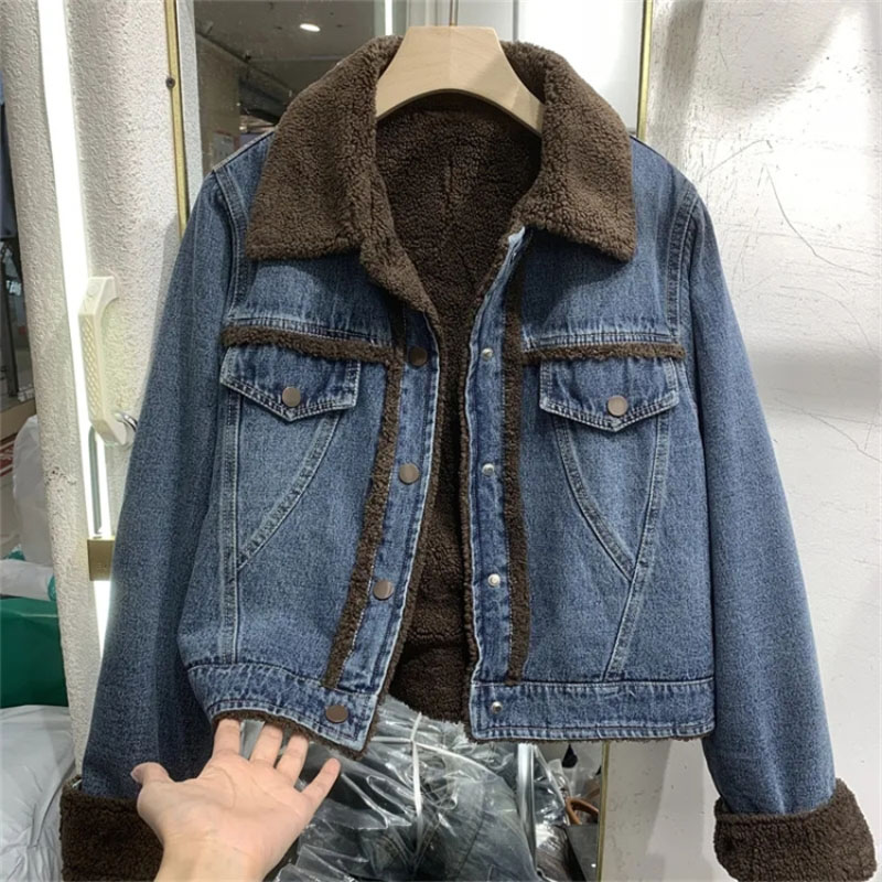 Down Jacket Packable - Verdickter Denim Wintermantel Baumwolle gepolsterte Jacke